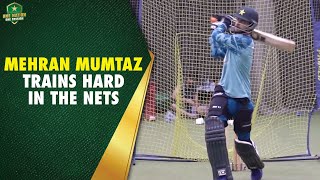 Young spinner Mehran Mumtaz trains hard in the nets | Pakistan Cricketers' Skills Development Camp