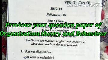 Previous year question paper of organisation theory and behaviour for M.Com 2nd semester.VBU & BBMKU