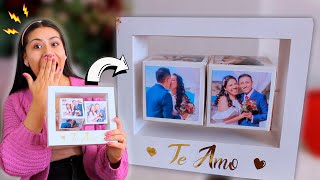 CUADRO DE FOTOS GIRATORIO✨ | Excelente idea para regalar 😍 Paper Craft con Plantillas | Lii