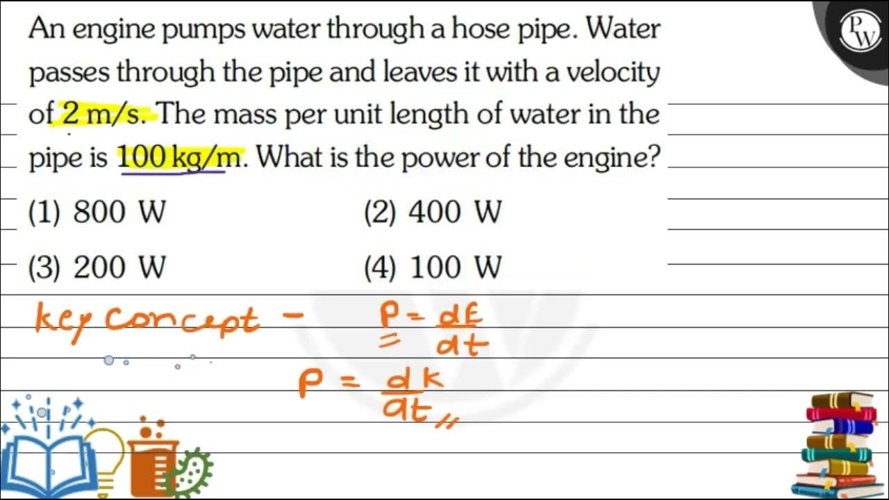 An engine pumps water through a hose pipe. Water passes through the