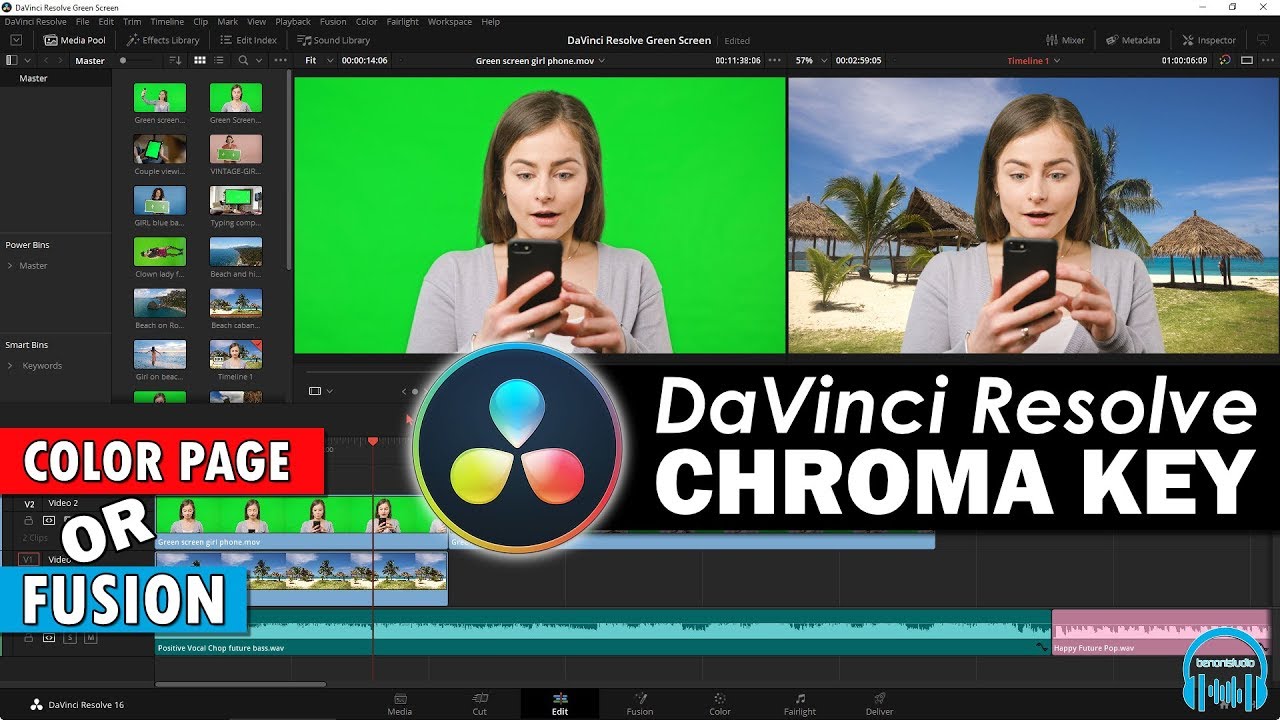 how to use green screen on davinci resolve 17