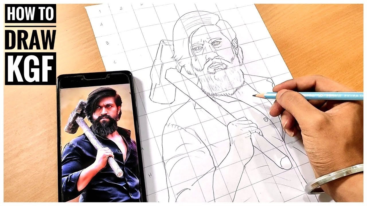 Yash Pencil Sketch Part 1 | KGF Movie | Live Art Chennai - YouTube