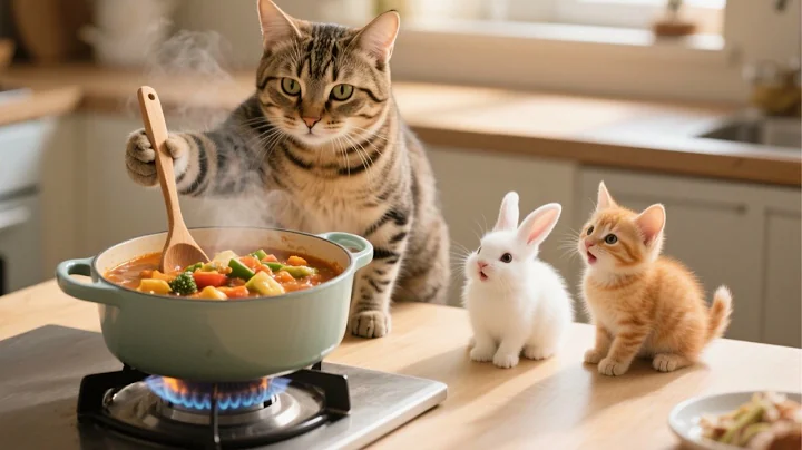 Watch the video about Mommy Cat & Kitten Rescue a Baby Bunny, Give Her a Bath and Make Stew!🐰❤️🐱