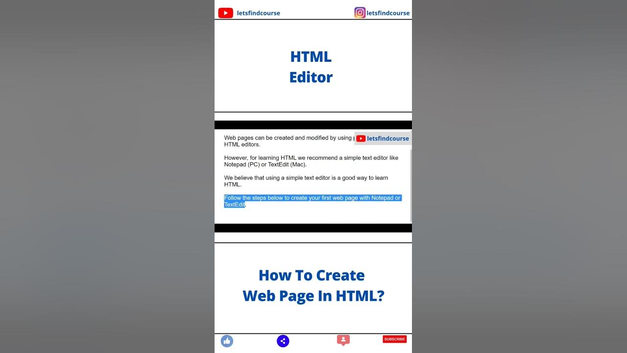 How To Create Web Page In HTML | HTML Editor #html - YouTube