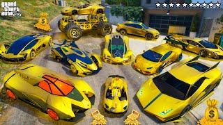 GTA 5 - Stealing Billionaire Lamborghini Golden Cars with Franklin! | (GTA V Real Life Cars #66)