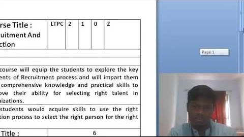 INTRODUCTION TO RECRUITMENT AND SELECTION COURSE BY SAMUEL JOHNSON VITBS CHENNAI VIT
