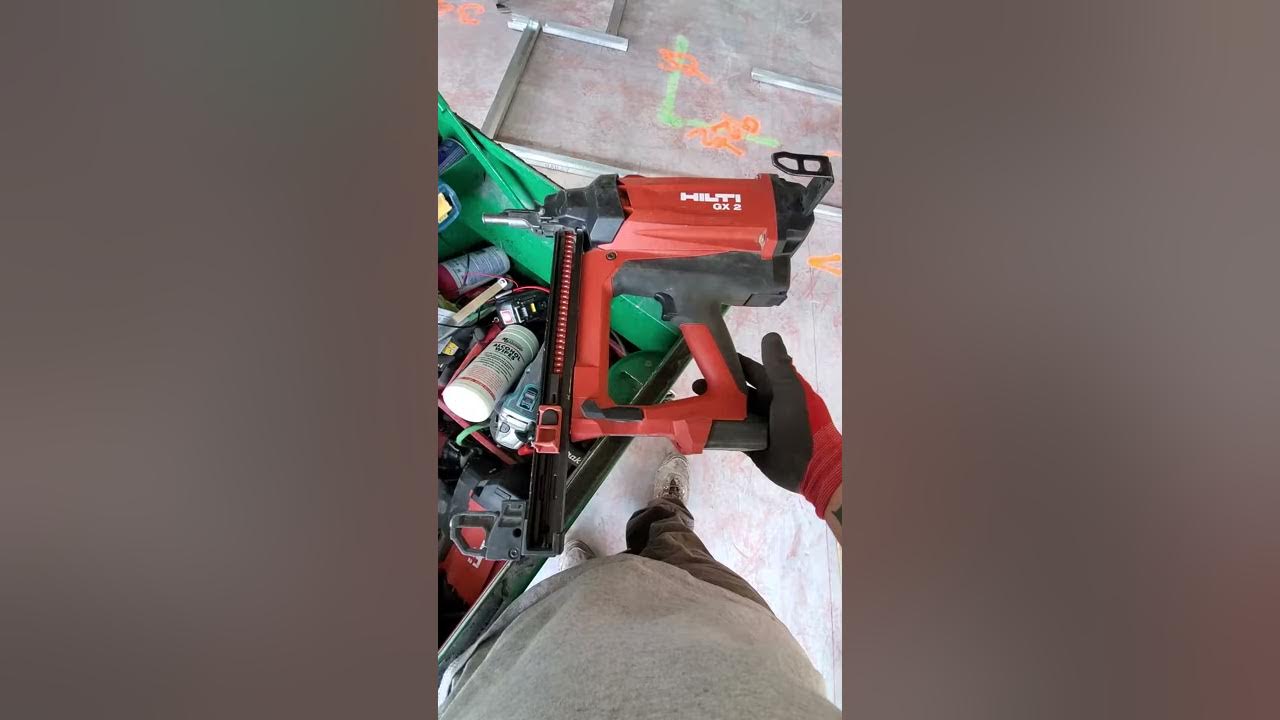 Hilti GX2 gas operated gun speed shooting steel stud track YouTube