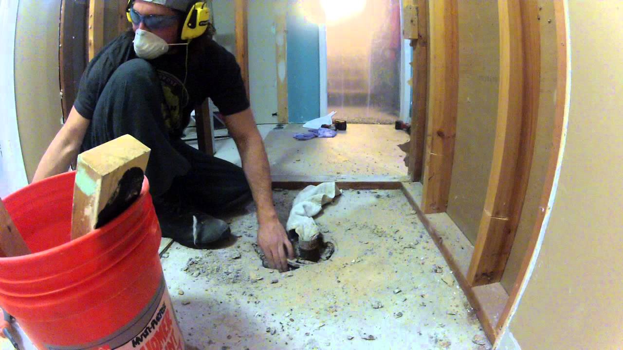 Chisel concrete shower drain take 1 YouTube