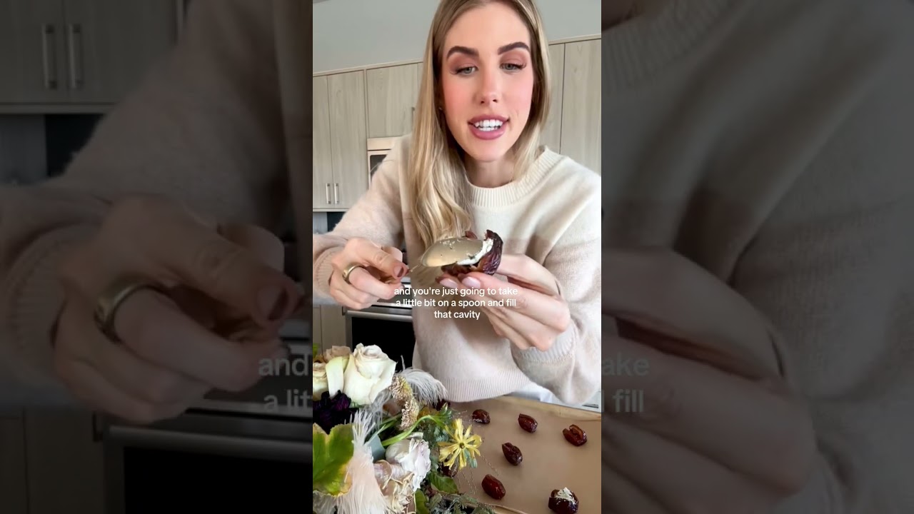 bacon wrapped dates with goat cheese 🤎 best (and easiest!) holiday appetizer ingredients: 12 Medjool