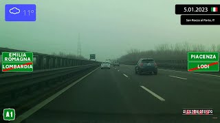 Driving From Milano To Parma 5.01.2023 Timelapse X4