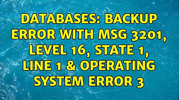 Databases: Backup Error with Msg 3201, Level 16, State 1, Line 1 & Operating system error 3