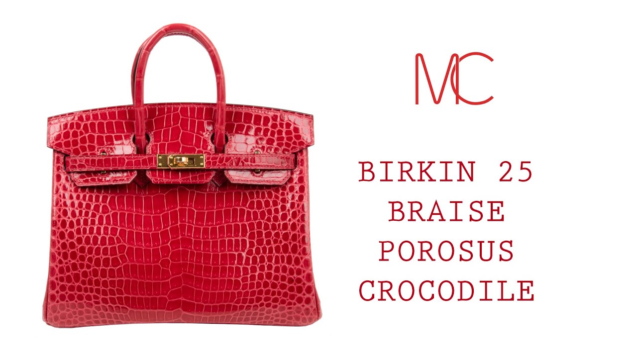 Hermes Birkin 25 Bag Red Braise Porosus Crocodile Gold Hardware Lipsti –  Mightychic