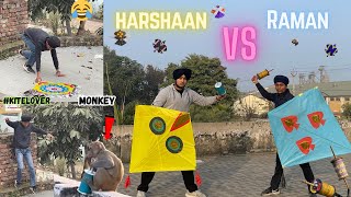 Kite Fighting 🪁 Harshaan Vs Raman || Bndrr Dorr Ley Geya 🤣 || #Kitefighting