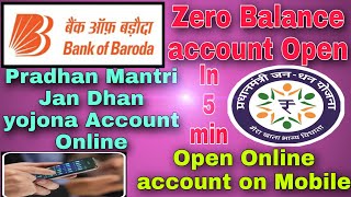 Jan dhan yojana account open online Bank of Baroda|Bank of Boroda Zero Balance account open online