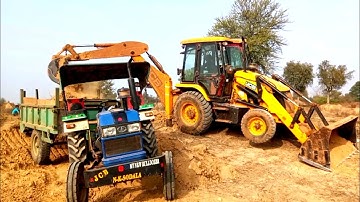 Jcb 3dx Backhoe Loader Machine Loading Mud in Trolley Eicher Tractor । mini jcb tractor dumper video