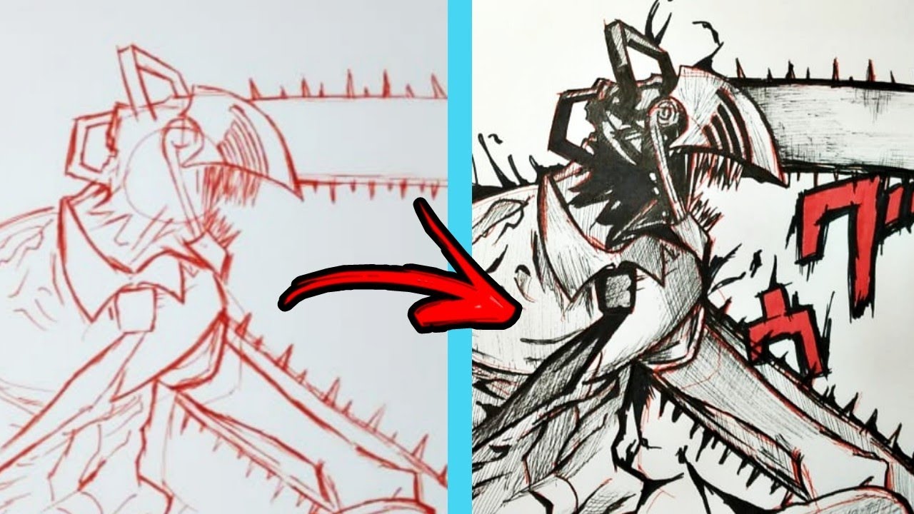 Como desenhar CHAINSAW MAN  Denji passo a passo! 