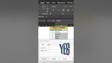 How to Remove Surnames or First name in excel🔥