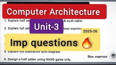 Computer Architecture Important Questions |Unit 3 | bca 1st year 