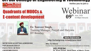 Webinar on Quadrants of MOOCs & E-content development