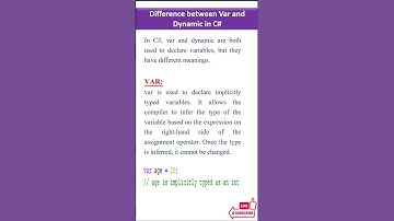 Difference between Var and Dynamic in c# #csharp #csharpinterviewquestions #interview