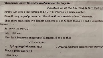 Theorem 5: Every Finite Group of Prime Order is Cyclic.