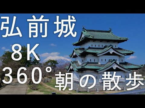【弘前城】弘前公園 朝の散歩【青森県弘前市】8K 360° VR
