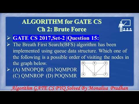 GATE CS 2017,Set-2 |Q15:The Breath First Search(BFS) algorithm has been implemented using queue