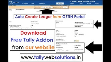 (Free Tally Addon) Auto Create Ledger from GSTIN Portal in Tally Prime 6.0 Using Default Tally API