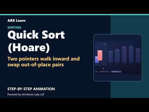 Quick Sort (Hoare) Explained with Animation | Sorting | ArxLearn