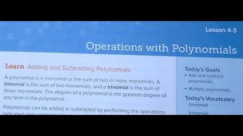 Module 4 Lesson 3 Operations with Polynomials
