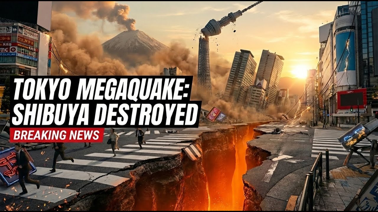 MEGA 10.0 Earthquake Destroys Tokyo | Shibuya Crossing Collapse Simulation (AI VFX 4K)