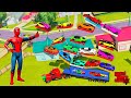 GTA5 Spiderman &amp; Super Heroes  Loading Super Cars &amp; Big Trucks  Into A Giant Trailer