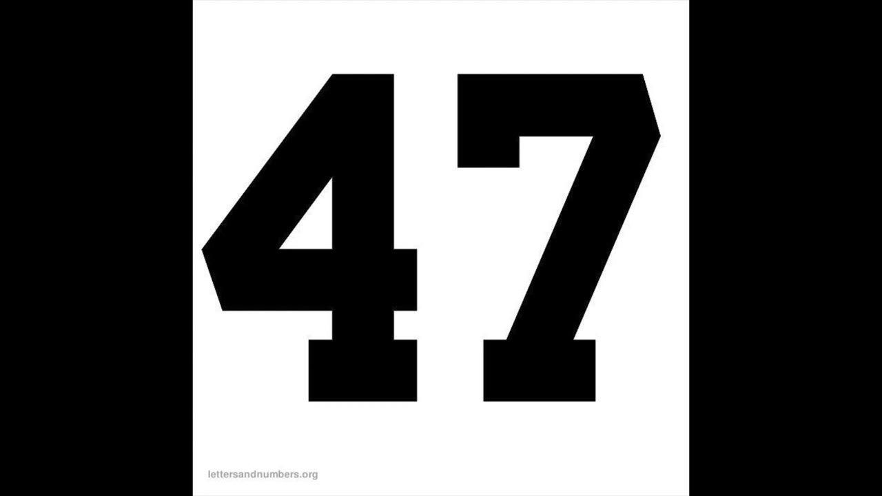 Число 47 является 1 5 числа. Число 47. цифра 46 красивая. цифра 47 трафарет. цыфра 47 перевёрнута.