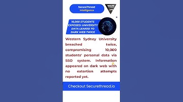 Sydney Uni Data Breach affects 10,000 Students | SecureThread Shorts