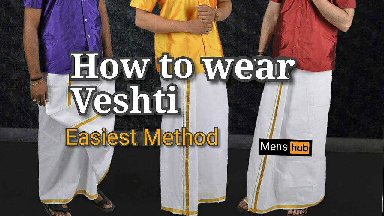 How to wear Veshti or  Dhoti  Easiest method of wearing Veshti