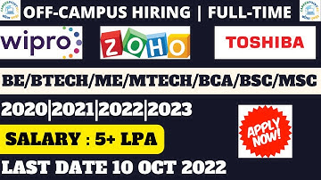 WIPRO WILP HIRING | 2023 - 2022 ELIGIBLE | 60% REQUIRED OR 6 CGPA | LAST DATE : 10 OCTOBER 2022