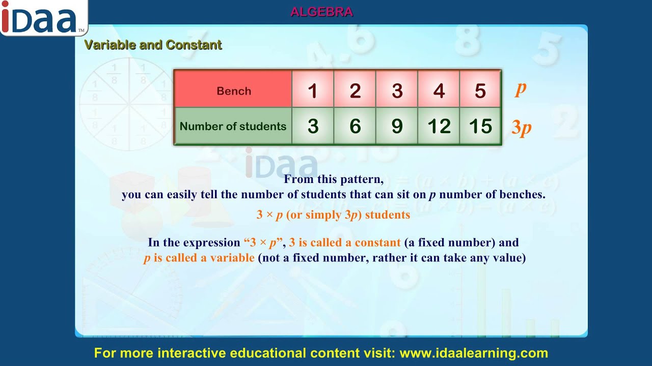 constants and variables in math