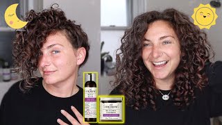 WASHING CURLY HAIR AT NIGHT ROUTINE (wash, styling, diffusing & refresh tips)