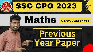 SSC CPO 2023 (class 1) || SSC CPO 2022 Maths Paper Solution | 9 Nov. 2022 shift 1 | #ssccpo | #ssc