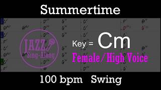 Summertime - with Intro + Lyrics in Cm (Female) - Jazz Sing-Along