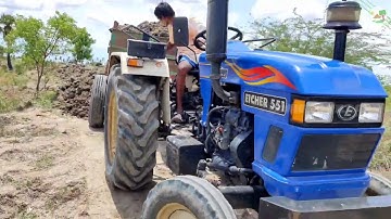 Eicher 557 Tractor vs jcb 3dx machine mud work | Tractor Videos | Come to Village