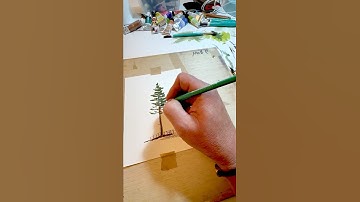 3 Minute Watercolour Lesson. Painting Pine Trees #watercoloring  #watercolour