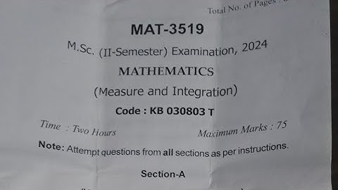M.Sc 2nd semester maths question paper || measure and integration