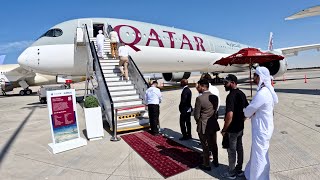 Qatar Airways A3501000 Cockpit, Cabin & Airframe Full Visit | Dubai Airshow 2023