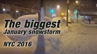 Heavy snow Broadway St | Blizzard snowstorm NYC Winter 2016 | WEA | 27.5 inches of snow !!!