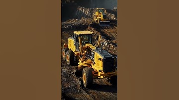 Massive Grader in Action: Heavy Equipment Moving Earth! 🚜