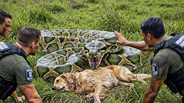 Brave Heroes | HORRIFYING BATTLE Against GIANT PYTHON to Save Trapped Golden Retriever.