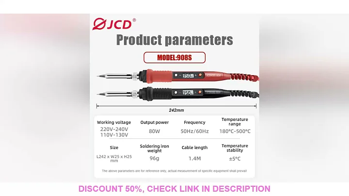 JCD 908S 80W Soldering iron kit Adjustable temperature LCD solder welding tools With Solder Tin Iron