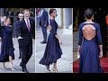 La reine letizia despagne dans une robe bleue pourtant son dos fait polemique  voici pourquoi