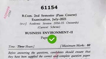 Mdu BCom 2nd Sem EVS Question Paper 2021